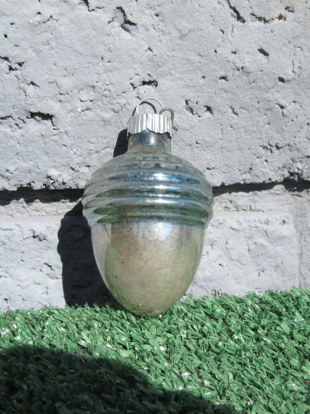 Vintage Shiny Brite Blue Acorn 2.25" Mercury Glass Christmas Ornament